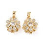 Rotatable Brass Micro Clear Pave Cubic Zirconia Charms, Flower