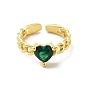 Открытое кольцо-манжета в форме сердца из кубического циркония, стеллаж для латунных украшений для женщин, без свинца и без кадмия