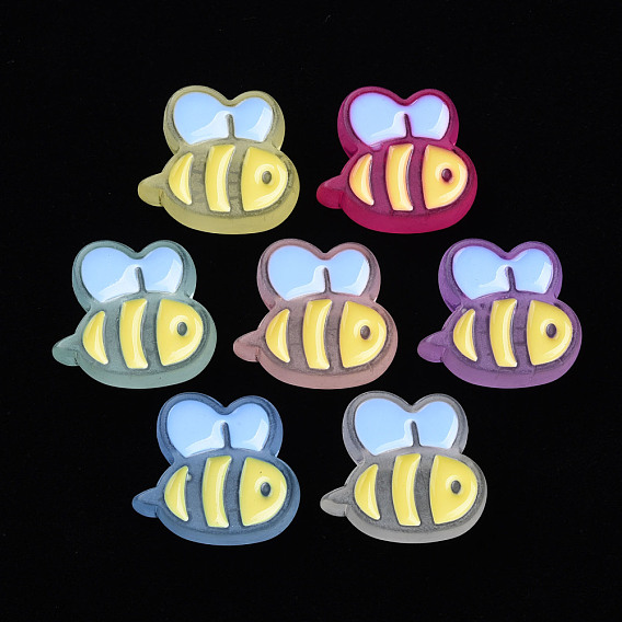Perles acryliques transparentes, avec l'émail, givré, abeille