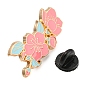Dragon & Peach Blossom Enamel Pins, Light Gold Alloy Badge for Women
