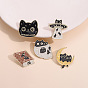 Alloy with Enamel Pins, Book Cat Moon Planet Versatile Accessory Brooch