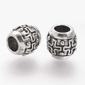 Rack Plating Alloy European Beads, Large Hole Beads, Round