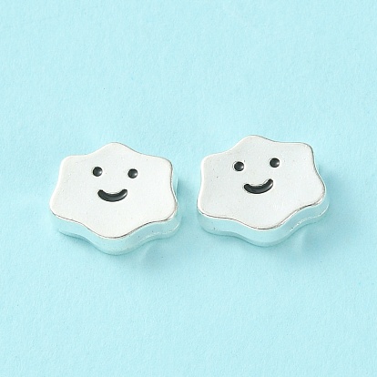 Alloy Enamel Beads, Cloud with Smiling Face, Silver