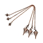 Brass Cable Chain Pointed Dowsing Pendulums, with Alloy Lobster Claw Clasps, Cadmium Free & Lead Free, Teardrop