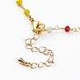 Faceted Glass Beaded Necklaces, with Brass Beads and Lobster Claw Clasps, Round, Real 18K Gold Plated