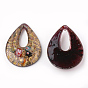 Handmade Gold Sand Lampwork Big Pendants, Inside Millefiori Glass, Drop