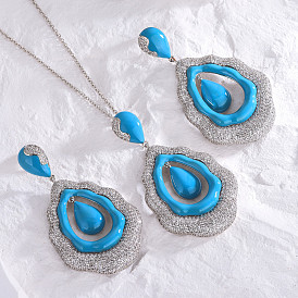 Blue Teardrop Earrings Set - Fashionable, Versatile and Stylish Jewelry Accessories