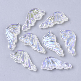 Transparent Glass Pendants, AB Color Plated, Butterfly Wings