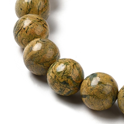 Brins de perles en pierre verdite naturelle, classe ab, ronde