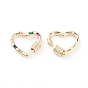Brass Micro Pave Cubic Zirconia Screw Carabiner Lock Charms, for Necklaces Making, Long-Lasting Plated, Heart, Colorful
