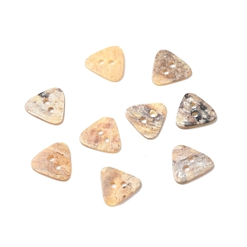 2-Hole Natural Akoya Shell Buttons, Mother of Pearl Shell, Triangle