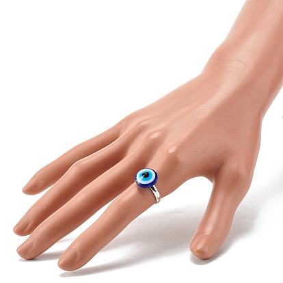 Плоское круглое регулируемое кольцо из смолы с эффектом сглаза, защитное латунное кольцо на палец для женщин, платина