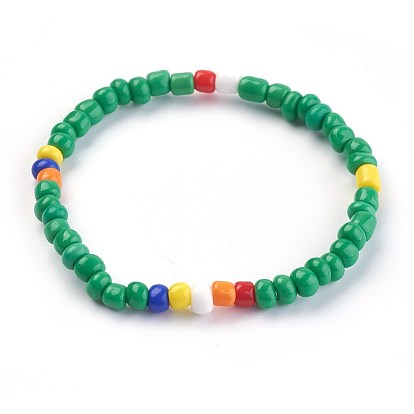 Kids Stretch Bracelets, with Glass Seed Beads