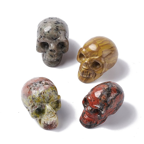 Decoraciones caseras de piedras preciosas naturales de halloween, cráneo