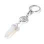 Opalite Keychain, with 304 Stainless Steel Jump Rings, Lobster Claw Clasps, Key Rings, Bullet