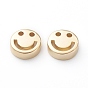 Brass Beads, Long-Lasting Plated, Flat Round with Smiling Face