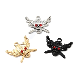 Pendentifs en alliage d'halloween, avec strass rubis, pirate