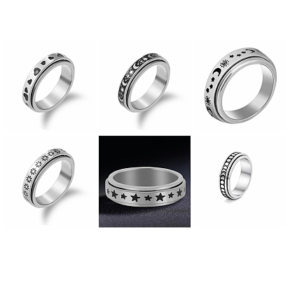 Вращающееся кольцо из титановой стали, Кольцо-спиннер для снятия беспокойства и стресса, платина