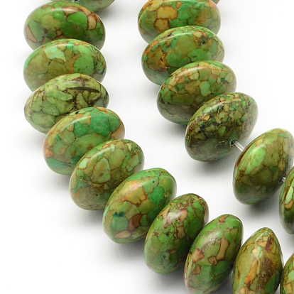 Brins de perles rondelles turquoise synthétiques teints