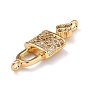 Brass Micro Pave Clear Cubic Zirconia Links Connectors, Long-Lasting Plated, Lock with Key