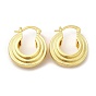 Rack Plating Brass Moon Hoop Earrings for Women, Lead Free & Cadmium Free