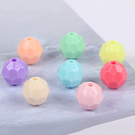 Opaque Acrylic Beads, Faceted (32 Facets), Round