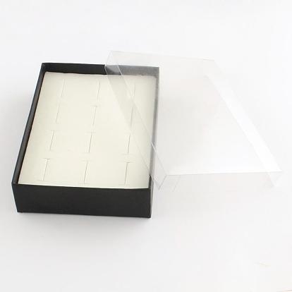 Rectangle Cardboard Jewelry Boxes, for Rings, 127x93x32mm