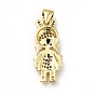 Brass Micro Pave Cubic Zirconia Pendants, Real 18K Gold Plated, Girl Charm with Rabbit Hat