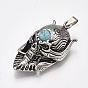 Alloy Big Pendants, with Synthetic Turquoise, Skull