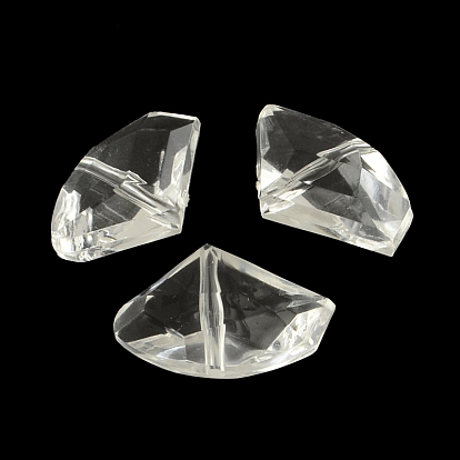 Faceted Fan Transparent Acrylic Beads, 16.5x26.5x9.5mm, Hole: 2mm, about 233pcs/500g