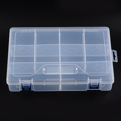 Recipientes de almacenamiento de cuentas de plástico, 10 compartimentos, Rectángulo, 20x30x6.3 cm