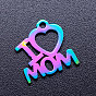 Mother's Day Ion Plating(IP) 201 Stainless Steel Charms, Phrase I Love Mom