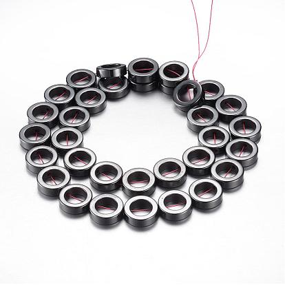 Magnetic Synthetic Hematite Bead Strands, Grade A, Donut