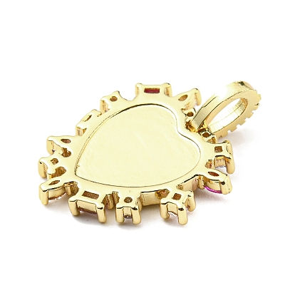 Rack Plating Brass Micro Pave Cubic Zirconia Pendants, with Shell, Long-Lasting Plated, Lead Free & Cadmium Free, Heart Charm