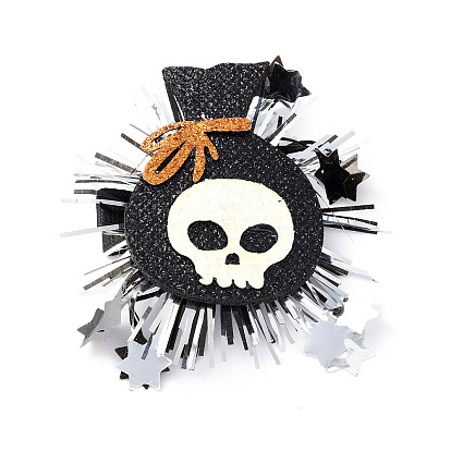 Halloween Theme Felt Alligator Hair Clips, with Iron Clips and Organza, for Child