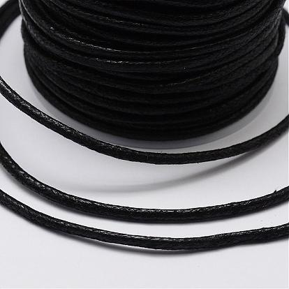 Round Braided Waxed Cotton Cords, 1.7mm, about 10yards/roll