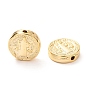 Brass Beads, Long-Lasting Plated, Flat Round with Saint
