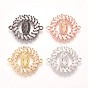 Brass Micro Pave Cubic Zirconia Links, Flat Round with Guan Yin, Goddess of Mercy