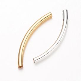 Curved Brass Tube Beads, 50x4mm, Hole: 3mm