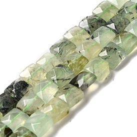 Natural Prehnite Beads Strands, Faceted, Square