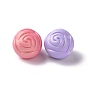 Perlas de plástico abs pintadas con spray, estilo de goma, redonda con el patrón de color de rosa