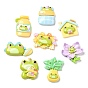 Spring Theme Opaque Resin Cabochons, for Jewelry Making, Frog & Flower & Bottle, Mixed Shapes