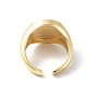 Anillo de brazalete de esmalte de latón chapado en estante de mal de ojo para mujer, anillo de dedo abierto de banda ancha, sin plomo y el cadmio, real 18 k chapado en oro