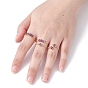 Anillo abierto de piedra preciosa natural envuelto en alambre de cobre, anillo de dedo del puño para las mujeres
