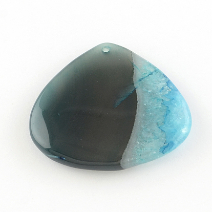 Dyed Teardrop Natural Crackle Agate Pendants, 42~46x48~54x7~10mm, Hole: 2mm
