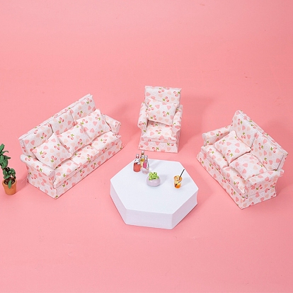 Heart Pattern Sofa Miniature Ornaments, Micro Landscape Home Dollhouse Furniture Accessories, Pretending Prop Decoration