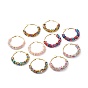 Glass Seed Beaded Hoop Earrings for Girl Women, with 304 Stainless Steel Ear Wire, Golden