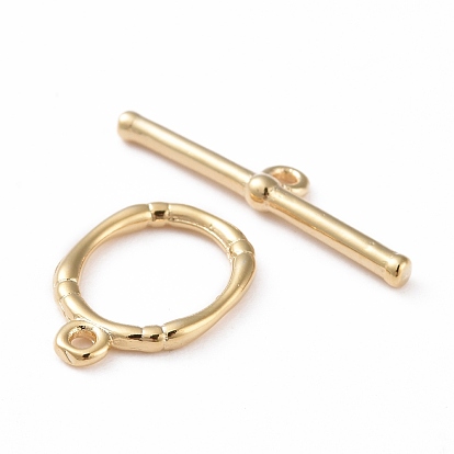 Eco-friendly Brass Toggle Clasps, Cadmium Free & Lead Free, Long-Lasting Plated, Oval