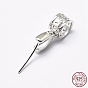 925 Sterling Silver Micro Pave Cubic Zirconia Pendant Bails, Ice Pick & Pinch Bails, Column