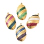 Enamel Pendants, with 304 Stainless Steel Finding, Real 18K Gold Plated, Oval Charm